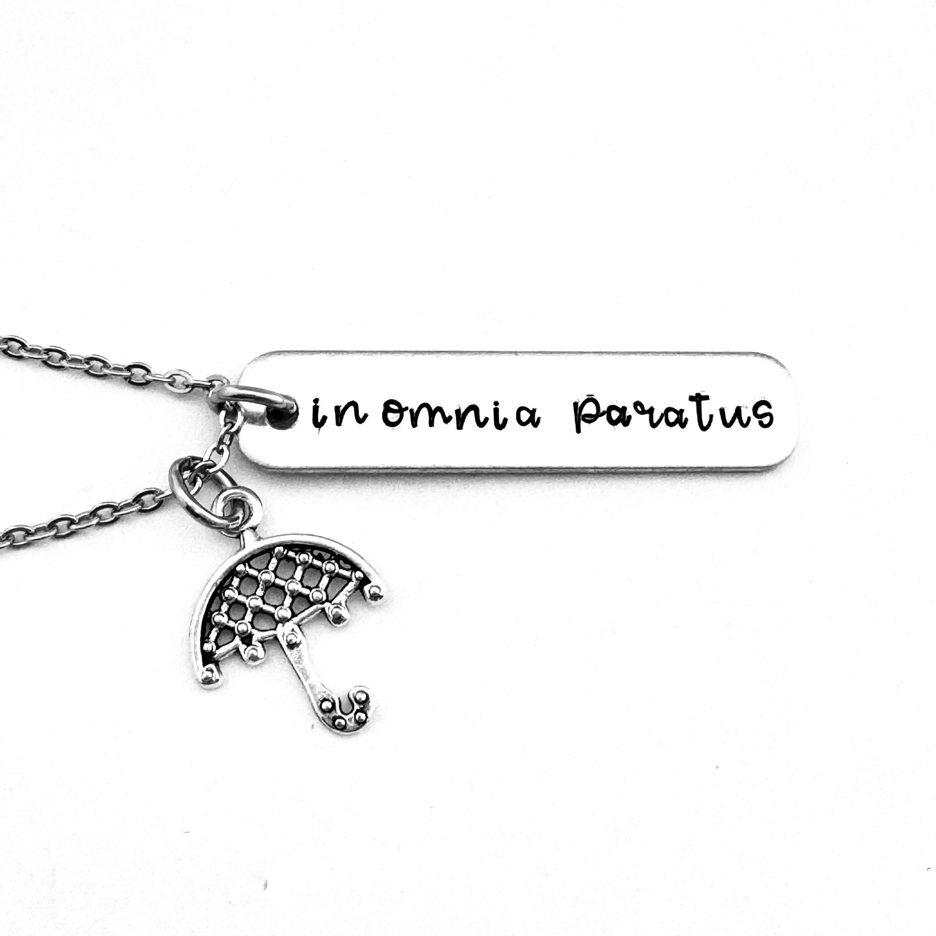 In omnia paratus Hand Stamped Necklace Pop Culture Jewelry Ready for all things Umbrella Necklace Etsy Osterreich