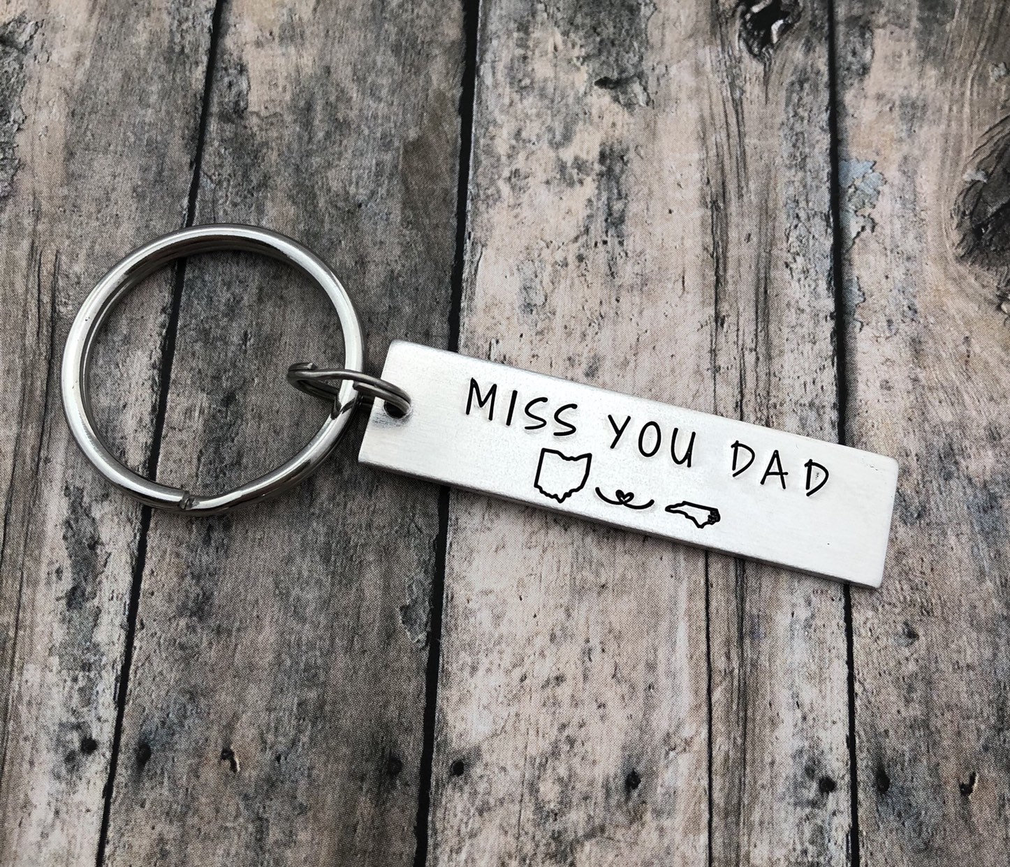 Buy MISS YOU DAD Father's Day Gift Hand Stamped Keychain Online in ...