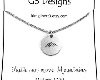 Matthew Verse Necklace, Matthew 17 20, Faith can move Mountains, Scripture Jewelry, Christian Necklace, Faith Jewelry, Move Mountains Gift