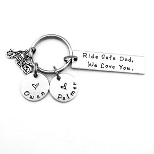 Personalized Biker Grandpa Keychain, Ride Safe Grandpa, We Love You., Biker Keychain, Fathers Day Gift, Daddy Gift, Grandpa Gift