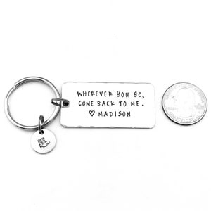 Wherever you go, come back to me., Personalized Navy Keychain, Long Distance, Deployment, Boyfriend Gift image 10