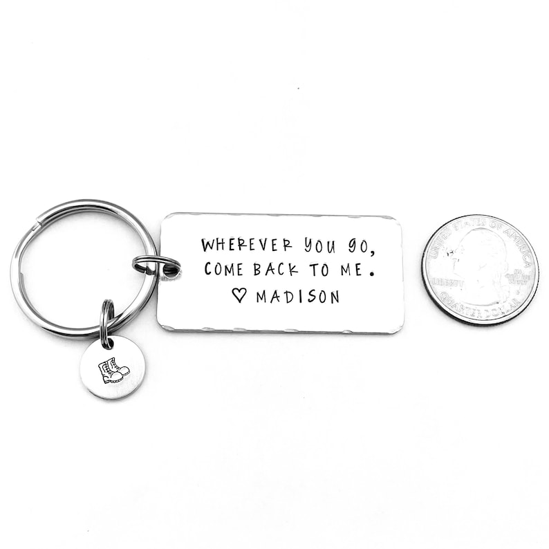 Wherever you go, come back to me., Personalized Navy Keychain, Long Distance, Deployment, Boyfriend Gift image 10