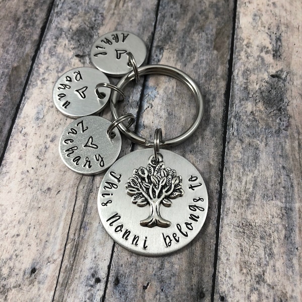 This Nonni belongs to, Personalized Custom Hand Stamped Keychain, Nonni Gift, Gift for Italian Grandmother, New Grandma Gift, Mother's Day