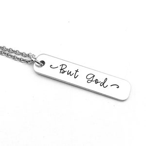 Hand Stamped Christian Necklace, "But God." Faith Gift, Faith Based Necklace, Bible Study Gift, Bible Verse Jewelry, Encouragement Gift