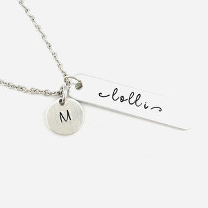 lolli Necklace, Personalized Hand Stamped Grandmother Bar Necklace, New Lolli Necklace, Mother&#39;s Day Gift, Lolli Jewelry, Lolli Gift