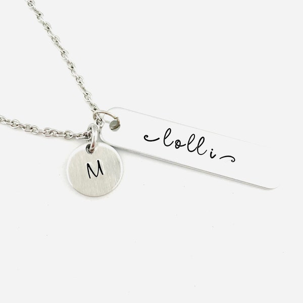 lolli Necklace, Personalized Hand Stamped Grandmother Bar Necklace, New Lolli Necklace, Mother's Day Gift, Lolli Jewelry, Lolli Gift