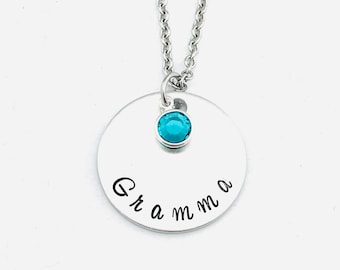 Gramma Necklace, Gift for Gramma, Grandmother Jewelry, Birthstone Necklace, Mother's Day, New Grandmother Gift, Pregnancy Announcement