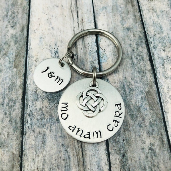 MO ANAM CARA, Personalized Hand Stamped My Soulmate Keychain with Celtic Charm, Anniversary Gift, Valentine's Day Gift, Boyfriend Gift