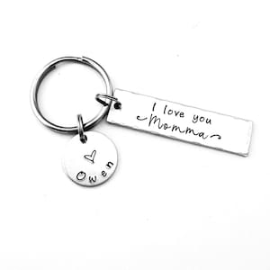 I love you Momma, Personalized Custom Hand Stamped Keychain, Mom Gift, Gift for New Mom, Momma Key Chain, Mother's Day Gift