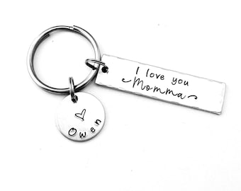 I love you Momma, Personalized Custom Hand Stamped Keychain, Mom Gift, Gift for New Mom, Momma Key Chain, Mother's Day Gift