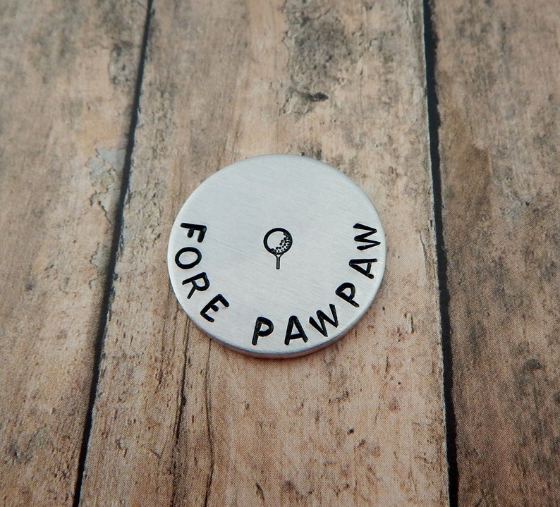 FORE PAWPAW Hand Stamped Golf Ball Marker Grandfather Gift Gift for Golfer Father's Day Stocking Stuffer Wedding Keepsake image 10