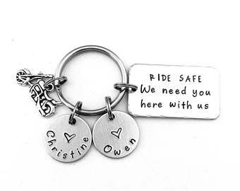 RIDE SAFE We need you here with us - Personalized Keychain - Motorcycle Key Chain - Biker Gift - Gift for Dad - Husband - Boyfriend