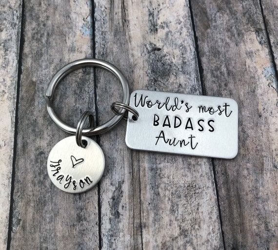 Detailed Auntie Saurus Key Ring Funny Aunt to Be Aunt Gifts