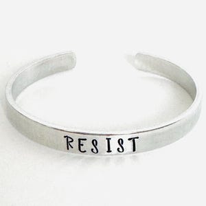 Resist, Hand Stamped Feminist Bracelet