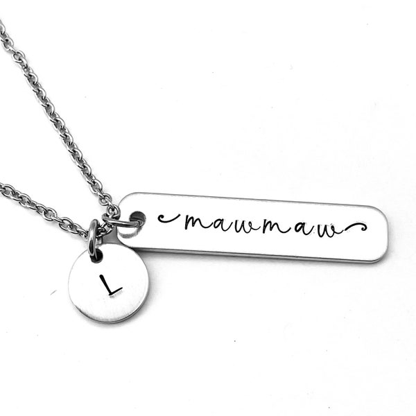 mawmaw Necklace, Personalized Hand Stamped Grandmother Bar Necklace, New mawmaw Necklace, Mother's Day Gift, mawmaw Jewelry, mawmaw Gift