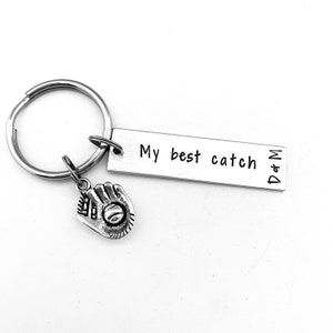My Best Catch, Personalized Baseball Keychain With Initials, Boyfriend ...