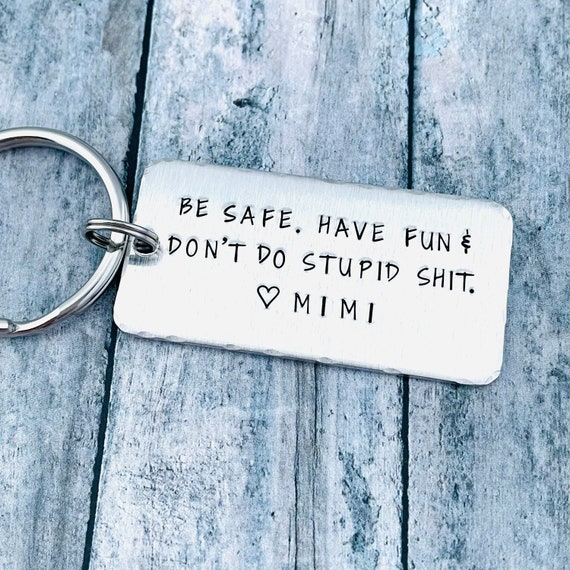 UNIQUE Don't Do Stupid SH*T Love Babe Stainless Steel Keychain BF GF  Keychain