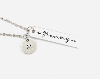 grammy Necklace, Personalized Hand Stamped Grandmother Bar Necklace, New Grammy Necklace, Mother's Day Gift, Grammy Jewelry, Grammy Gift