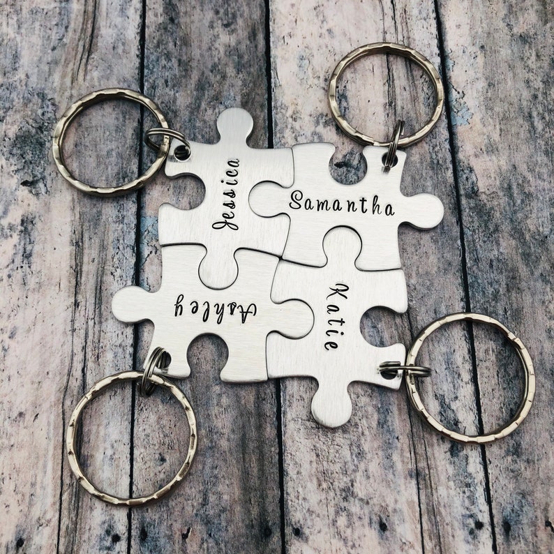 Custom Personalized Puzzle Piece Name Keychain Bridesmaid Etsy