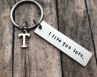 I like you lots. - Gift for Boyfriend - Personalized Custom Initial Key Chain - Girlfriend - Boyfriend Gift - Valentines Gift - Anniversary