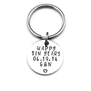 Happy Tin Years, Personalized 10th Anniversary Keychain