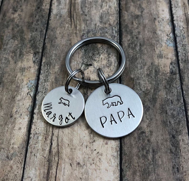 Download PAPA Bear Hand Stamped Keychain with Personalized Name ...