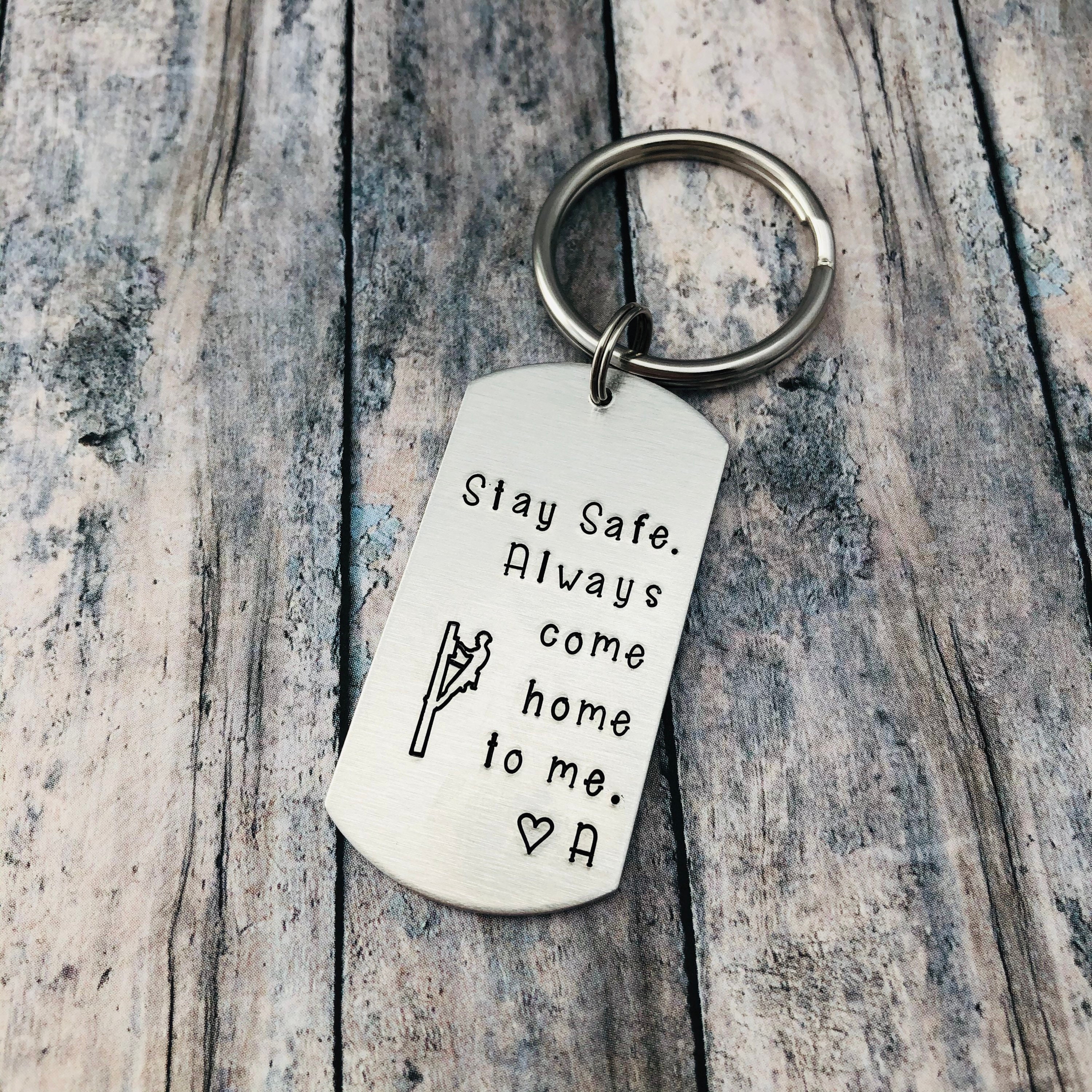 Personalized Lineman Keychain, Lineman Be Safe Keychain, Always Come Home  to Me, Line worker Be Safe Gift, Lineman Gifts, Be Safe Key Chain