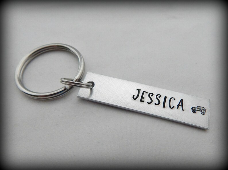 Hand Stamped Personalized Key Chain Name Keychain Custom Etsy