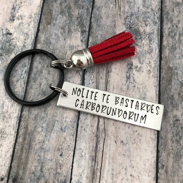 Nolite Te Bastardes Carborundorum, The Handmaid's Tale, Don't let the bastards grind you down, Feminist Keychain with Red Tassel