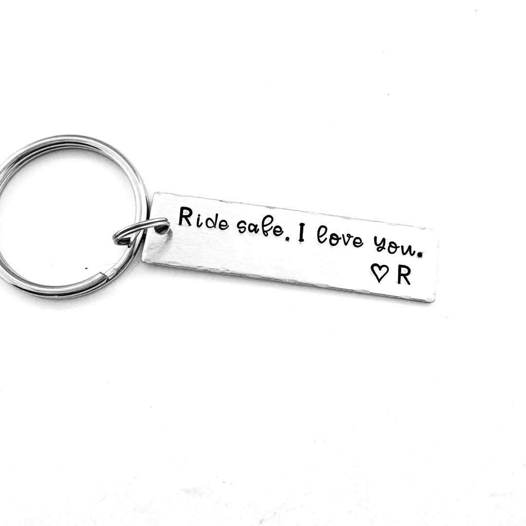 Ride Safe. I Love You. Gift for Boyfriend, Personalized Hand Stamped