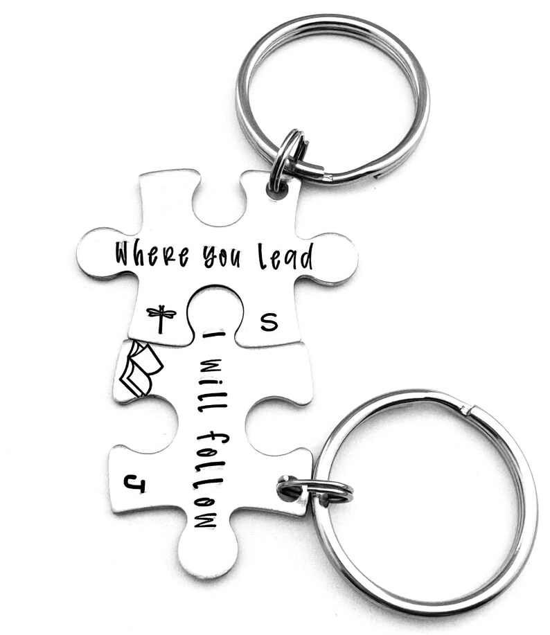 Where You Lead, I Will Follow, Personalized Puzzle Piece Keychains Etsy