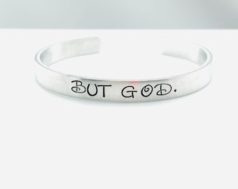 Hand Stamped Christian Bracelet, But God., Faith Gift, Faith Based Bracelet, Bible Study Gift, Bible Verse Jewelry, Encouragement Gift