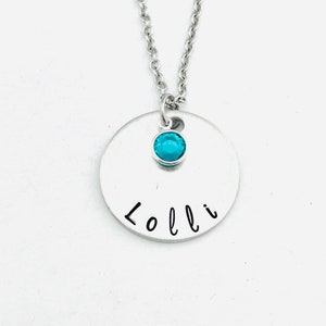 Lolli Necklace, Hand Stamped Necklace , Gift for Lolli, Grandmother Jewelry, Mother's Day Present, Pregnancy Reveal, New Lolli Necklace