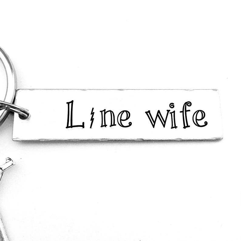 Line Wife, Hand Stamped Keychain Etsy