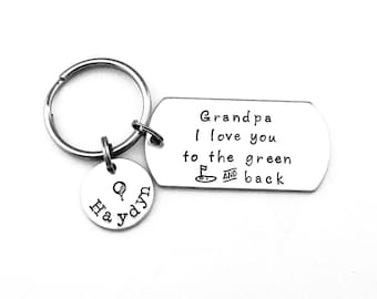 Grandpa Gift, Grandpa I love you to the green and back, Father's Day gift, Personalized Custom Golfing Keychain, Gift for Dad, Golf Lover