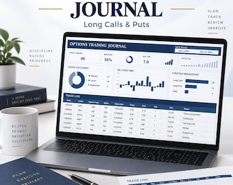 Options Trading Journal Spreadsheet | Long Calls & Puts Trade Tracker, Risk Calculator, Performance Dashboard
