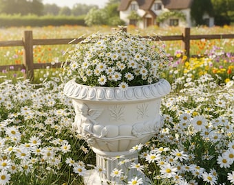 Classical Roman Cherub Sculpture Planter, White Resin Angel Urn Pot, Garden Wedding Centerpiece
