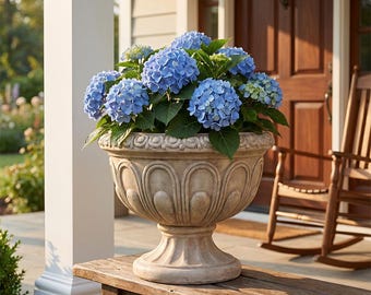 Roman Style Pedestal Urn Planter, Weather-Resistant Resin Garden Pot