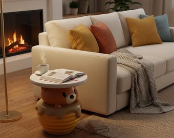 Honey Bear Resin Accent Table, Kids Playroom Nursery Decor