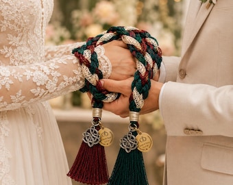Personalized Woven Handfasting Cord, Celtic Wedding Unity Rope, Tie The Knot Ceremony Keepsake