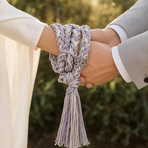 Cordone nuziale personalizzato, treccia dell'unità nuziale personalizzata, ricordo in argento e lavanda