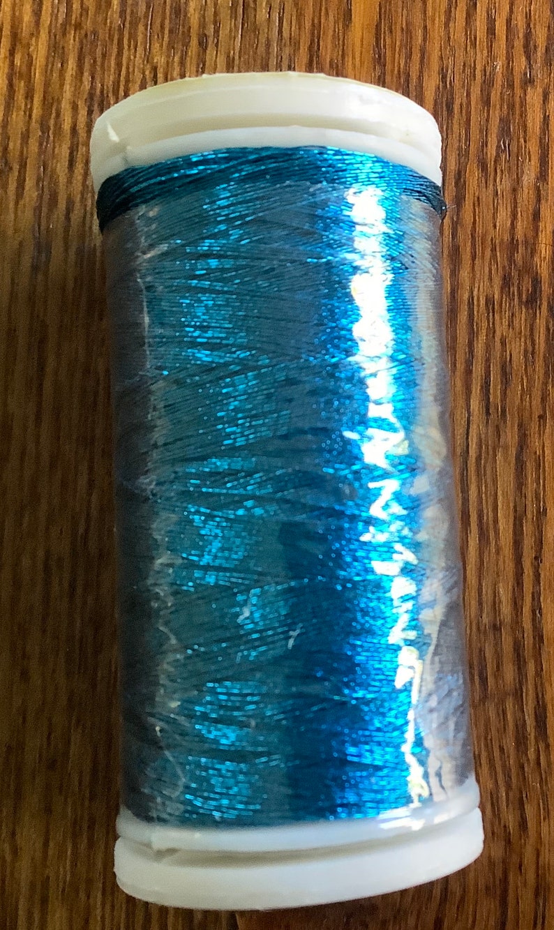 Metallic Poly Embroidery Thread. STAC7. Aqua turquoise image 1