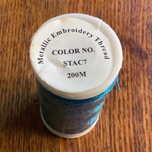 Metallic Poly Embroidery Thread. STAC7. Aqua turquoise image 2
