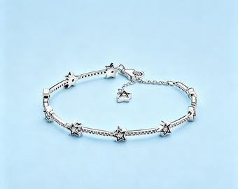 Pandora Stern Armband funkelnden Fünf-Punkte-Stern Charme DIY Mode Armband Geschenk für Freundin Frauen Schmuck elegant