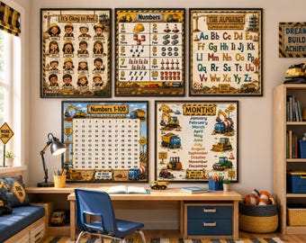 Paquete de pósteres educativos sobre construcción / Láminas didácticas imprimibles para niños pequeños / Decoración para aulas preescolares / Descarga digital