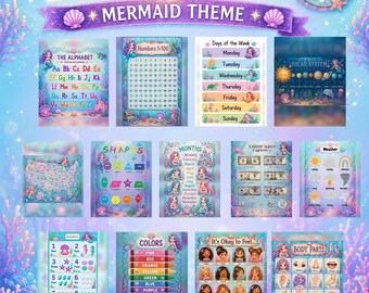 Mermaid Educational Posters Bundle | Toddler Preschool Learning Charts (Digital Download)
