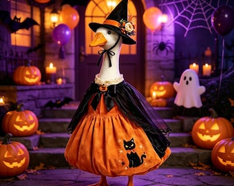 HalloweenPorchGooseOutfit,23InchGooseCostume,FallLawnDecor,SpookyGooseClothing,HalloweenGardenAccessory,Gift