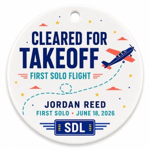 Personalized First Solo Flight Ornament, Student Pilot Gift, Airport Code Keepsake