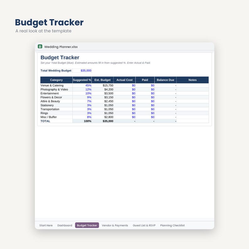 Wedding Budget Planner | Guest List, Payments, Checklist (Google Sheets, Excel) image 3