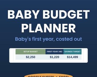Baby Budget Planner Spreadsheet | First Year Newborn Expense Tracker, Registry Checklist, Maternity Leave | Google Sheets & Excel